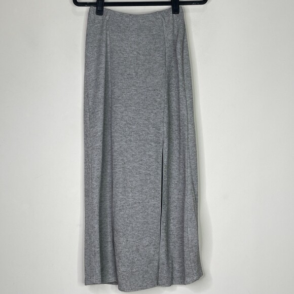 Zara Double Front Slit Wool Blend Ribbed Midi Skirt Women's Size Small - Picture 1 of 7
